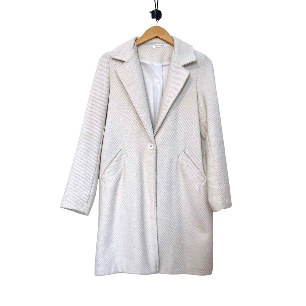 Italian Made Cream/ Ivory Twill Overcoat | Minimalist Classic | Fits Medium